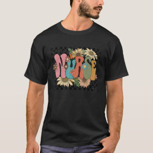 Camiseta Enfermería retro de la enfermera Groovy Flowers