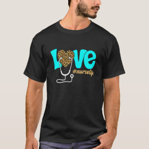 Camiseta Enfermería Vida Heartbeat Leopard Madre Enfermería