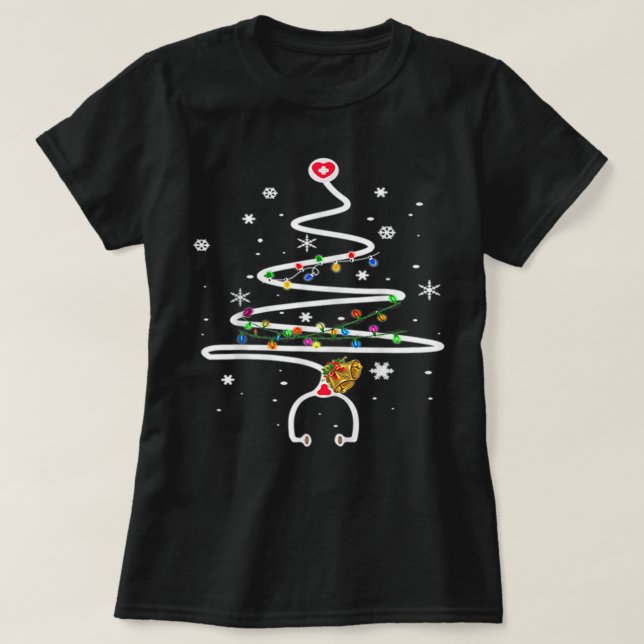 Camiseta Enfermero Árbol de Navidad Stethoscope RN LPN Enfe (Diseño del anverso)