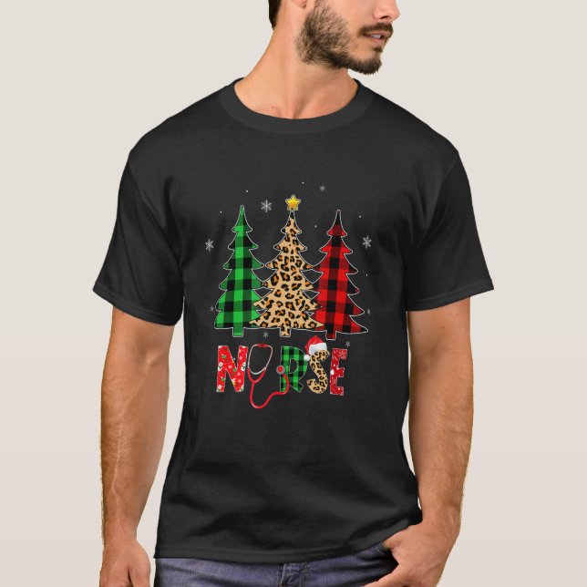 Camiseta Enfermero Árbol de Navidad Stethoscope RN LPN Enfe (Anverso)