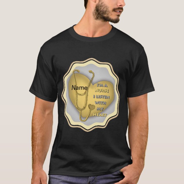 Camiseta Enfermero cardíaco amarillo grande (Anverso)