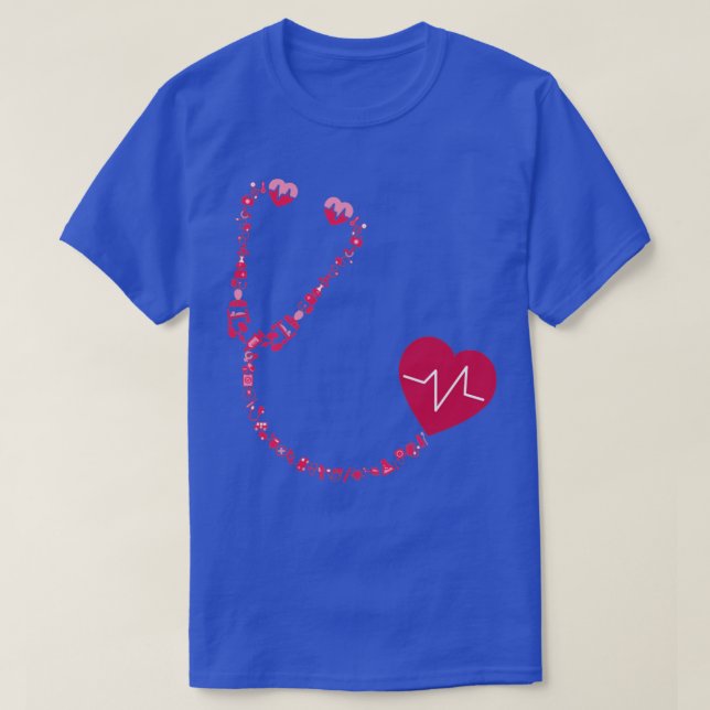 Camiseta Enfermero cardíaco de Stethoscope (Diseño del anverso)