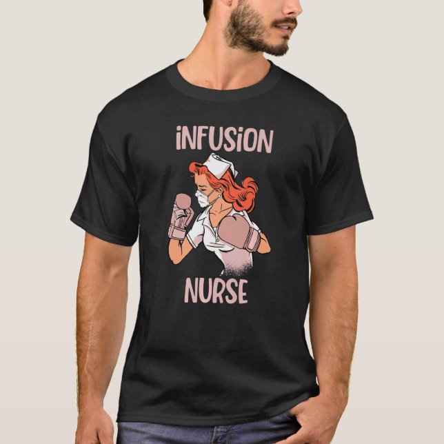 Camiseta Enfermero de boxeo Luchador de guantes de infusión (Anverso)
