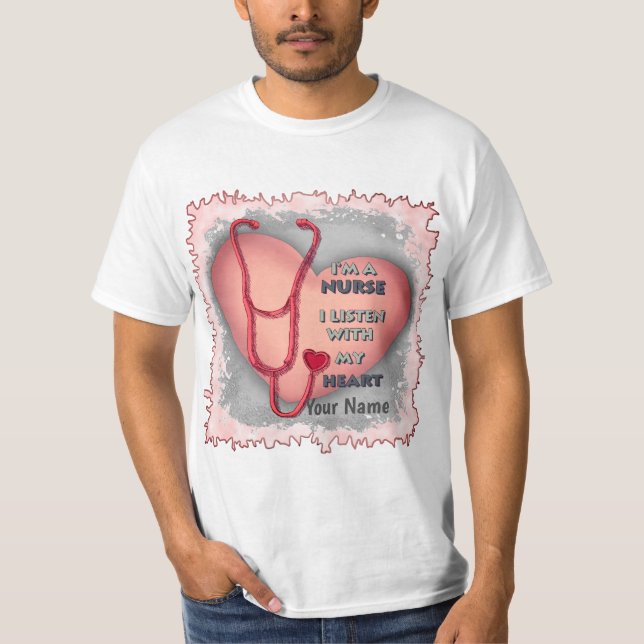Camiseta Enfermero de corazón rojo grande (Anverso)