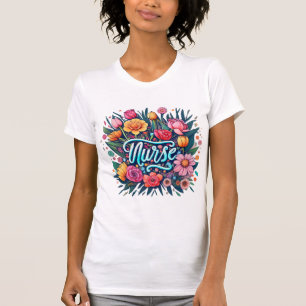 Camiseta Enfermero de enfermería de flores