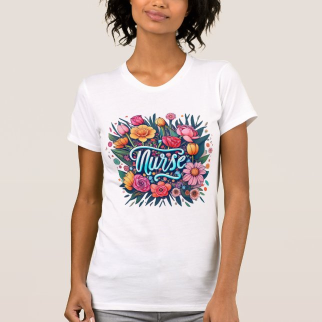 Camiseta Enfermero de enfermería de flores (Anverso)