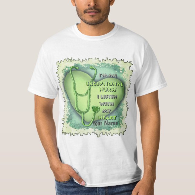 Camiseta Enfermero excepcional de corazón verde (Anverso)