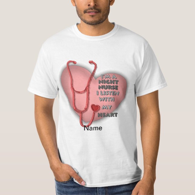 Camiseta Enfermero nocturno del corazón rojo (Anverso)