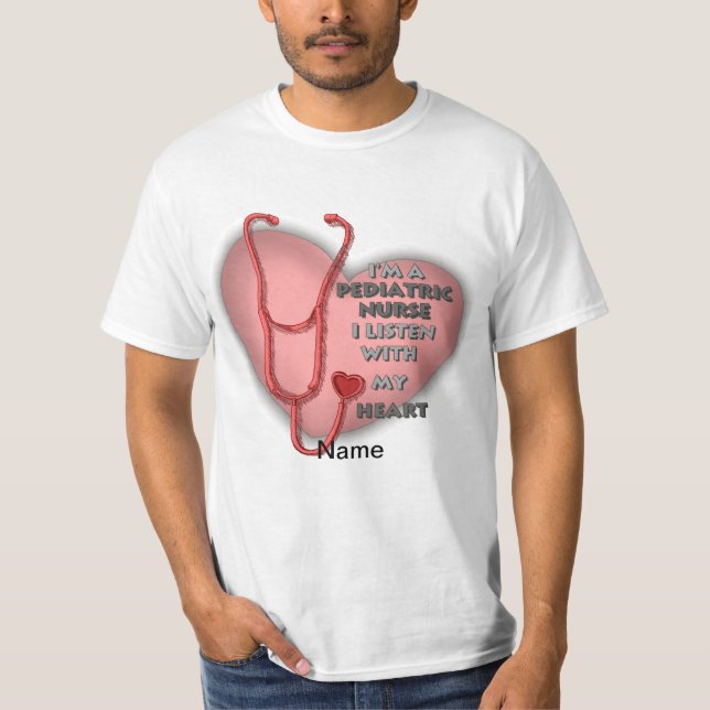 Camiseta Enfermero pediátrico del corazón rojo (Anverso)
