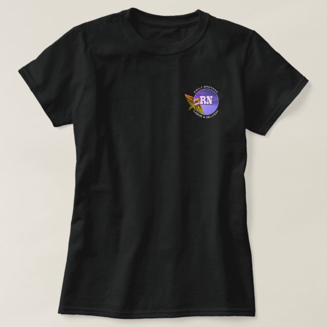 Camiseta Enfermero registrado | Trabajo y entrega. Nombre p (Diseño del anverso)
