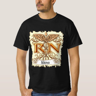 Camiseta Enfermero RN de cobre Fancy Caduceus
