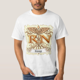 Camiseta Enfermero RN de cobre Fancy Caduceus