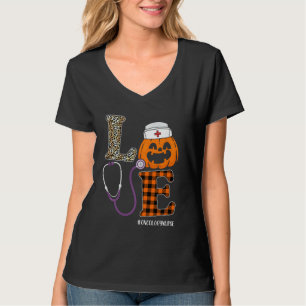 Camiseta Enfermo Oncología Enfermera Leopard Calabaza Hallo
