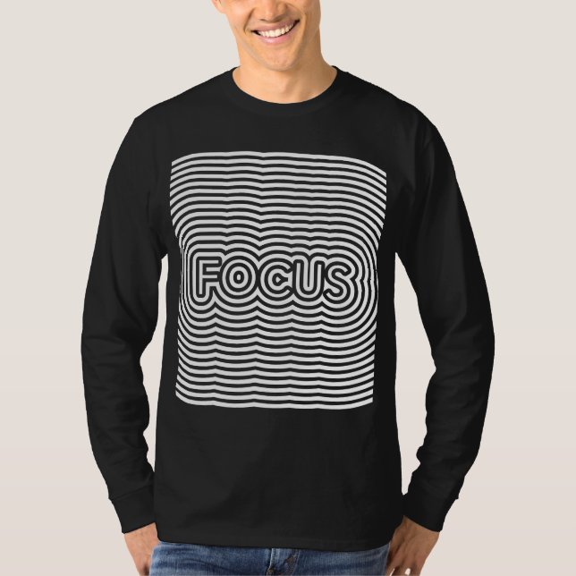 Camiseta Enfocar la ilusión óptica op art líneas blancas (Anverso)