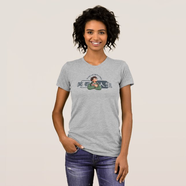 Camiseta Enfrentar la vida con una sonrisa (2) | Mujer (Anverso completo)