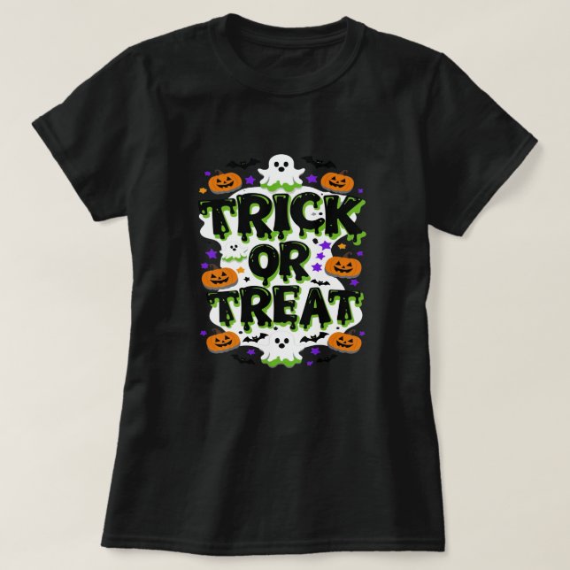 Camiseta engañar o tratar Halloween (Diseño del anverso)