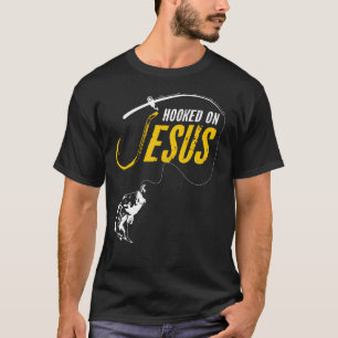 Camiseta Enganchado a Jesús Divertido Pesca Cristiana