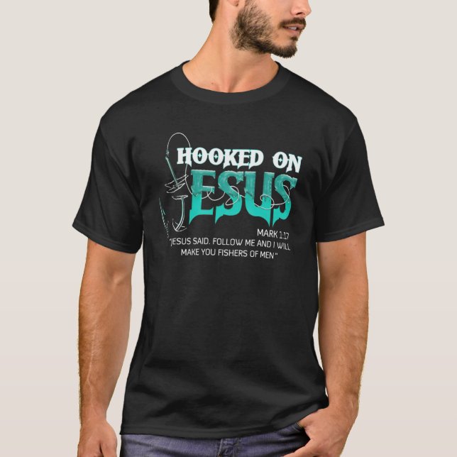 Camiseta Enganchado a Jesús  Pesca (Anverso)