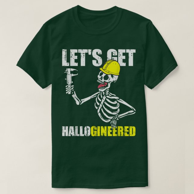 Camiseta Engineer Skeleton Engineering Costume Funny Hallow (Diseño del anverso)