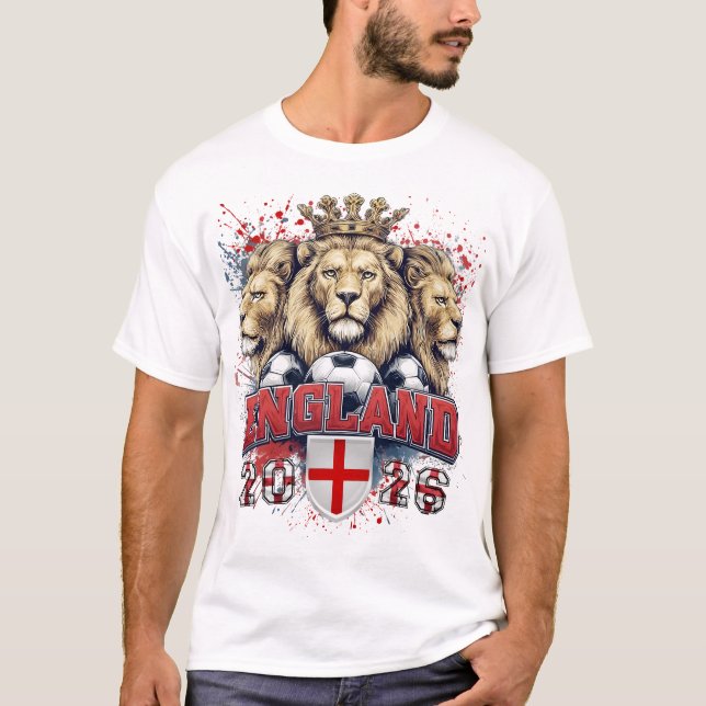 Camiseta England 2026 Lion, England Soccer, Footbal fan (Anverso)