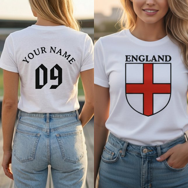 Camiseta England Shield Crest Personalized Name Number  (England Shield Crest Personalized Name Number Soccer T-Shirt)