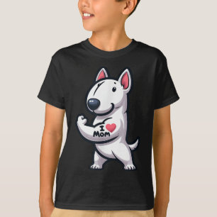 Camiseta English Bull Terrier I Love Mom Funny Dog Tattoo