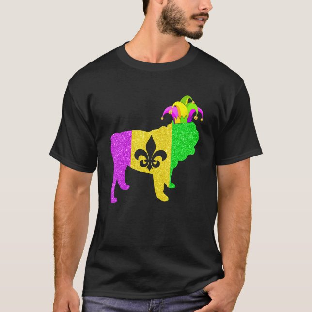 Camiseta English Bulldog Dog Lover Mardi Gras Carnival Part (Anverso)