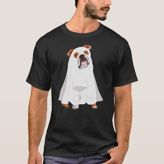 Camiseta English Bulldog Ghost Pumpkin Halloween Fall Dog L (Anverso)