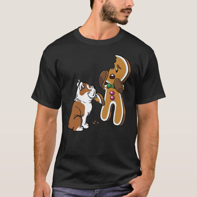 Camiseta English Bulldog Gingerbread Man Christmas Dog Shir (Anverso)