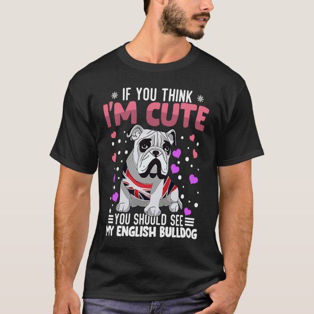 Camiseta English Bulldog Heart Valentine's Day Animal For W (Anverso)