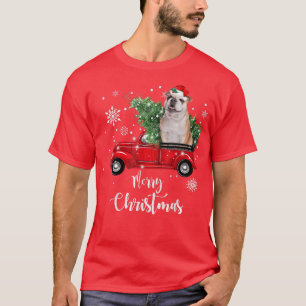 Camiseta English Bulldog Ride Red Truck Christmas Pajama Lo