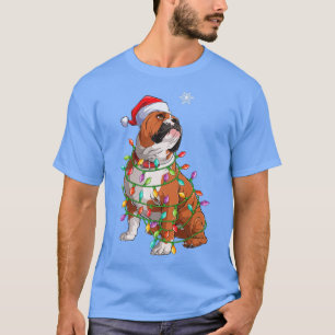 Camiseta English Bulldog Santa Christmas Tree Lights Xmas D