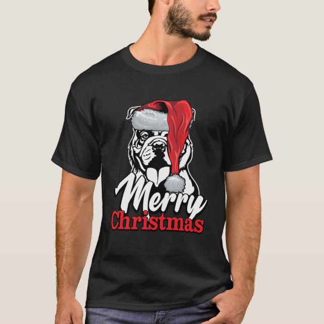 Camiseta English Bulldog Santa Hat Merry Christmas (Anverso)