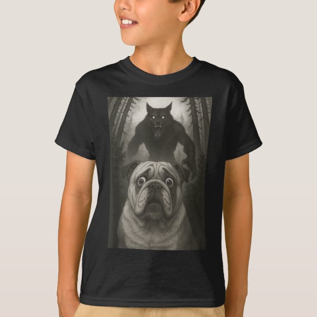 Camiseta English Bulldog Selfie With Werewolf Funny  (Anverso)