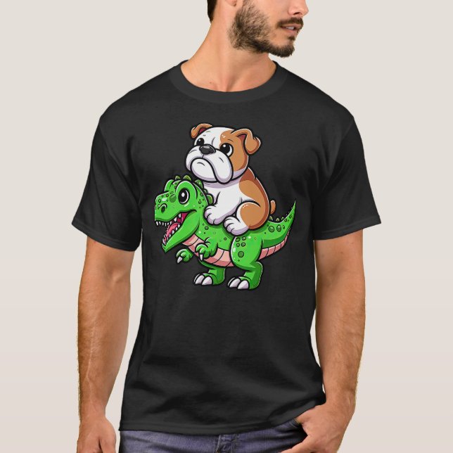 Camiseta English Bulldog T-Rex Dinosaur Funny Dog Tyrannosa (Anverso)