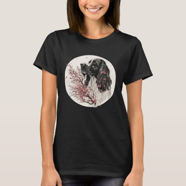 Camiseta English Cocker Spaniel Cherry Blossom Dog Breed Ja (Anverso)