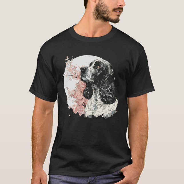 Camiseta English Cocker Spaniel Cherry Blossom Dog Japanese (Anverso)