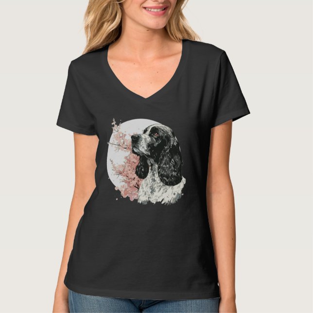Camiseta English Cocker Spaniel Cherry Blossom Dog Japanese (Anverso)