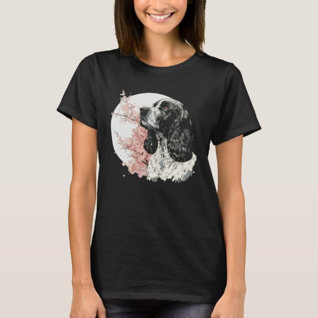 Camiseta English Cocker Spaniel Cherry Blossom Dog Japanese (Anverso)