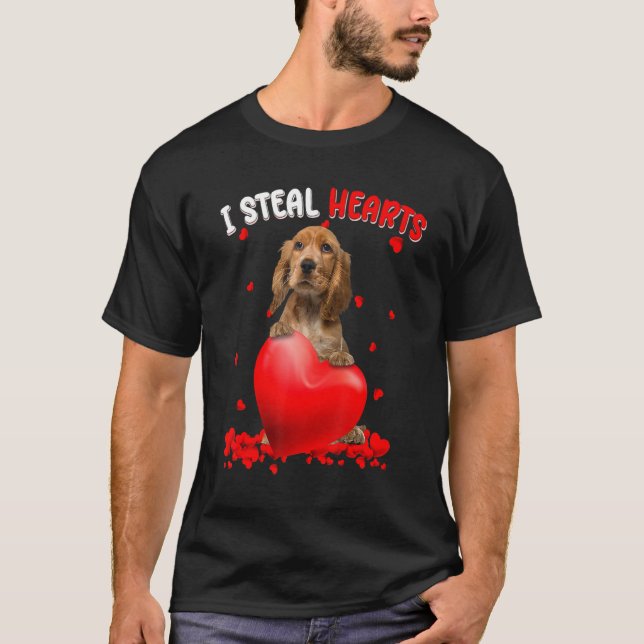 Camiseta English Cocker Spaniel Dog I Steal Hearts Cute Val (Anverso)