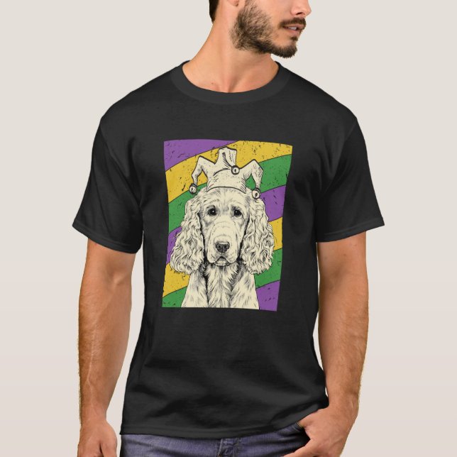 Camiseta English Cocker Spaniel Jester Mardi Gras Dog Mom D (Anverso)