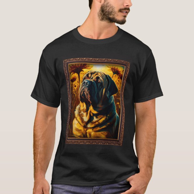 Camiseta English Mastiff Painting Sunflower Flower Mom Wome (Anverso)