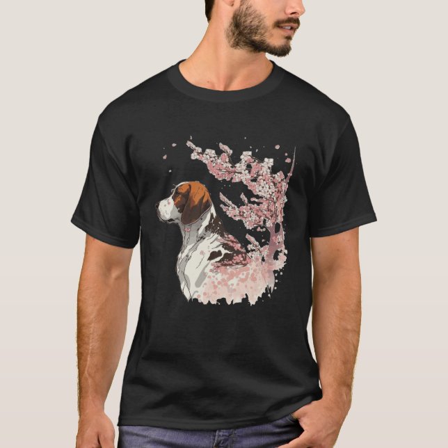 Camiseta English Pointer Cherry Blossom Dog Breed Japanese  (Anverso)