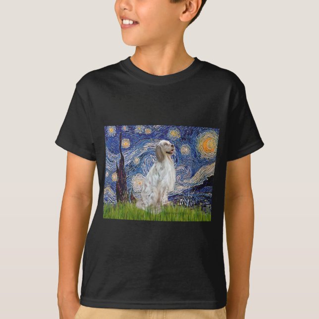 Camiseta English Setter 1 - Noche estrellada (Anverso)