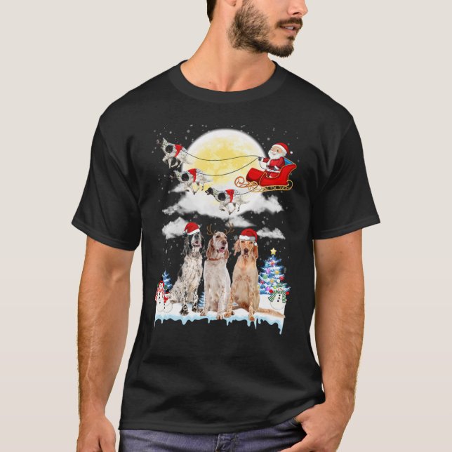 Camiseta English Setter Dog Santa Sleigh Christmas Lover Lo (Anverso)