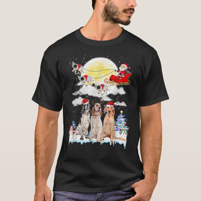 Camiseta English Setter Dog Santa Sleigh Christmas Lover T- (Anverso)
