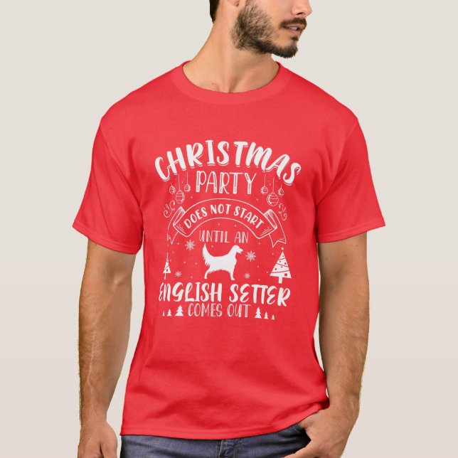 Camiseta English Setter Dog Tree Christmas Party Dog Lover (Anverso)