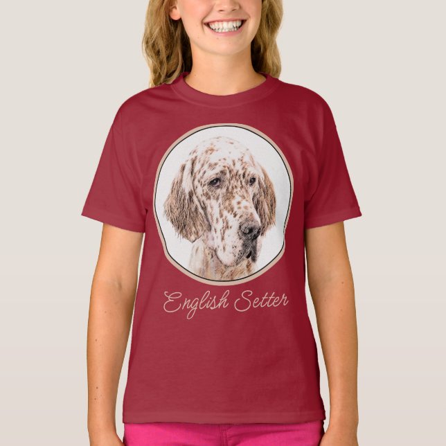 Camiseta English Setter Orange Belton Painting Dog Art T-Sh (Anverso)