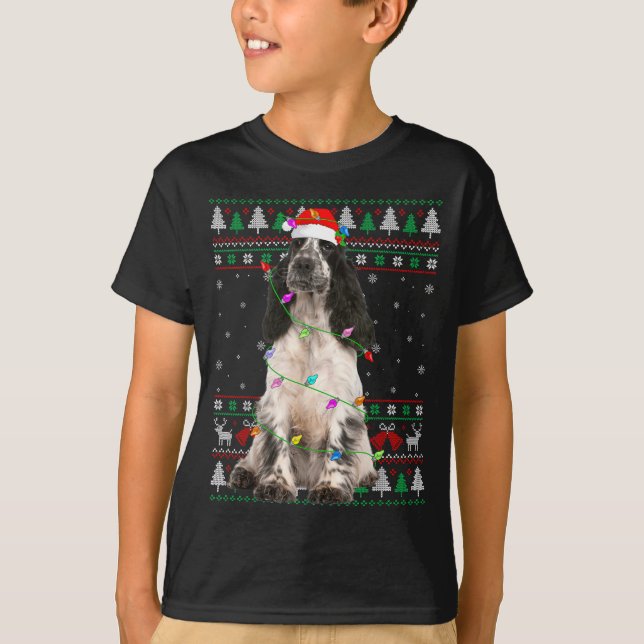 Camiseta English Springer Spaniel Dog Christmas Ugly Sweate (Anverso)