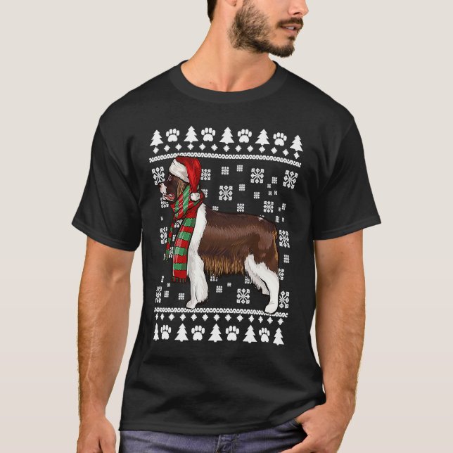 Camiseta English Springer Spaniel Dog Santa Hat Xmas Ugly C (Anverso)